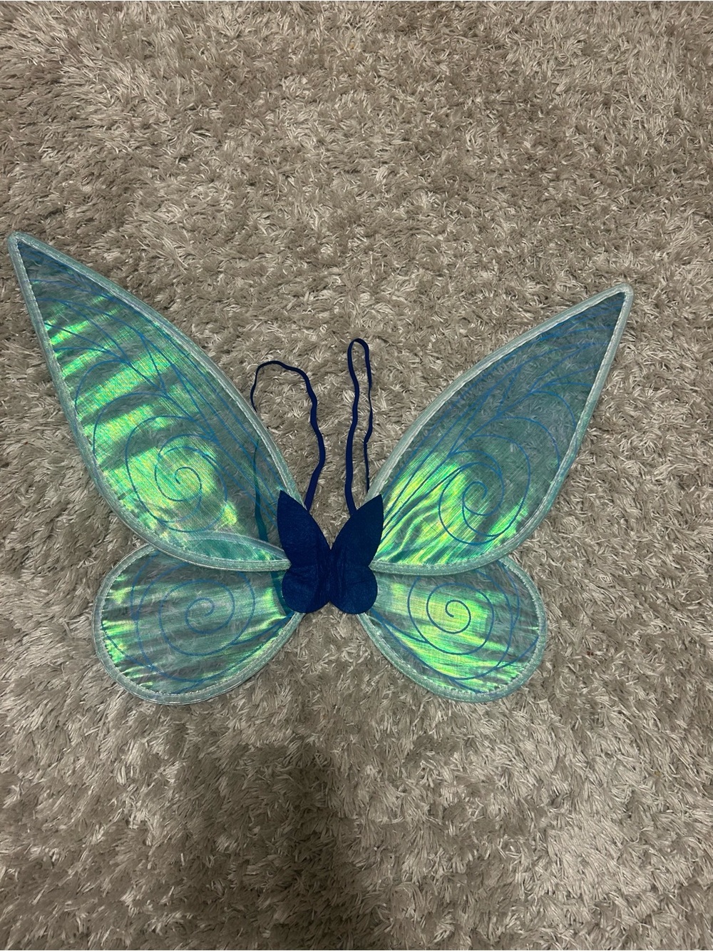 Women Blue Green Iridescent Butterfly Wings Costume Accessory